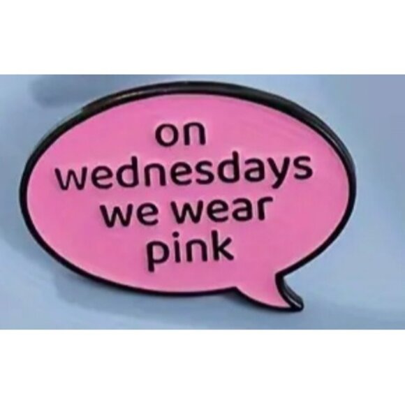 Mean Girls Enamel Pin Brooch Cartoon Pink "On Wednesday's..." Badges Jewelry - Picture 3 of 4